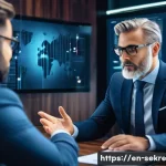 Home 12 사이버 보안 리더십의 역할과 중요성 - **"A modern, diverse Chief Information Security Officer (CISO) in a sophisticated, well-lit boardroo...