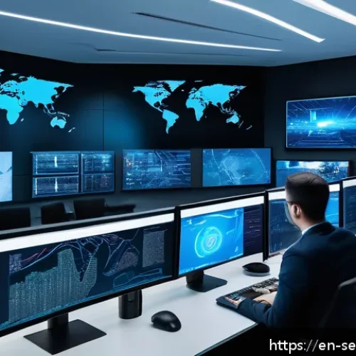 Home 17 사이버 공격 예방을 위한 보안 인프라 강화 - A high-tech network operations center with diverse cybersecurity professionals analyzing multiple ho...